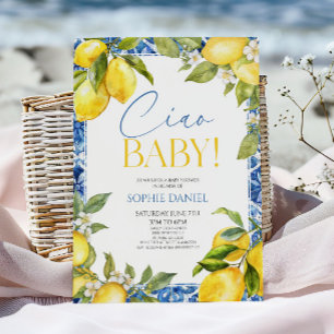 Convites Ciao Baby! Limão Floral Mediterrâneo Chá de Bebê