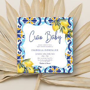 Convites Ciao Baby Mediterranean Majolica Azulejo Lemon Chá