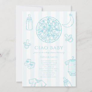 Convites Ciao Baby Pizza Boy Baby Shower Azul