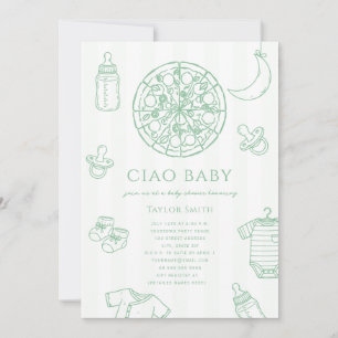 Convites Ciao Baby Pizza Verde Neutro Chás de Bebê 