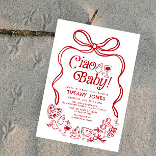 Convites Ciao Baby Red Whimssic Italiana Lemons Chá de fral