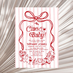Convites Ciao Baby Red Whimssic Italiana Lemons Chá de fral