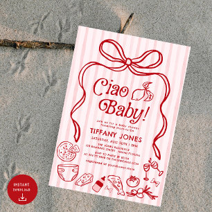 Convites Ciao Baby Red Whimssic Italiana Lemons Chá de fral