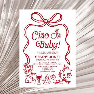 Convites Ciao Baby Red Whimssic Italiana Lemons Chá de fral