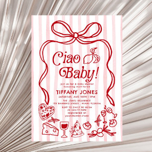 Convites Ciao Baby Red Whimssic Italiana Lemons Chá de fral