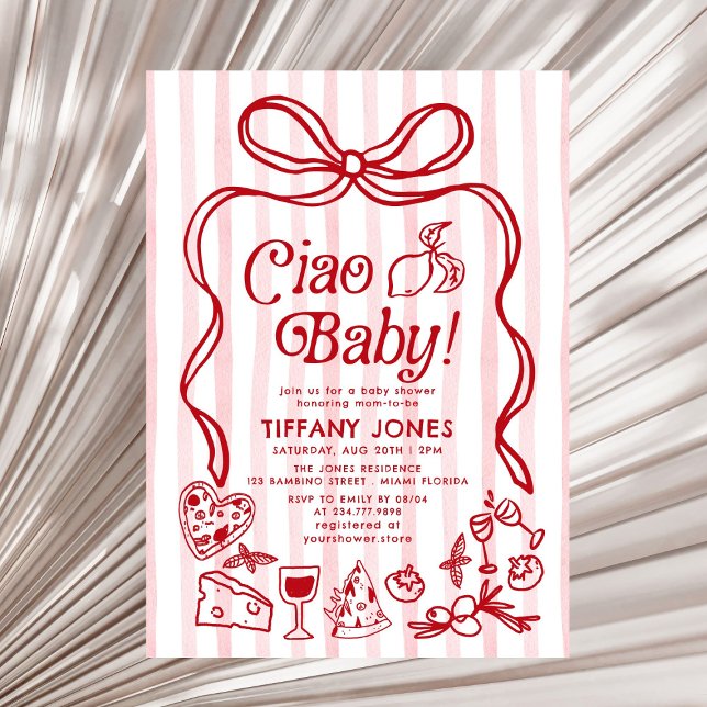 Convites Ciao Baby Red Whimssic Italiana Lemons Chá de fral (Criador carregado)