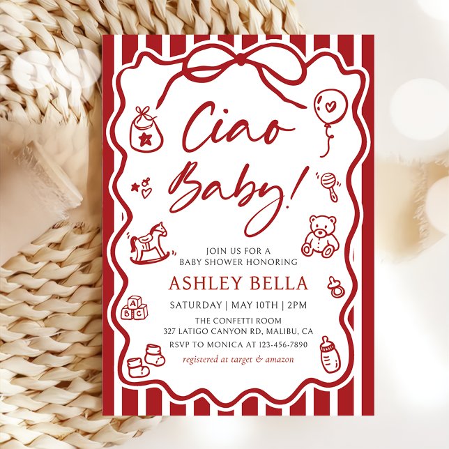 Convites Ciao Baby Whimsic Chá de fraldas Italiano (Criador carregado)