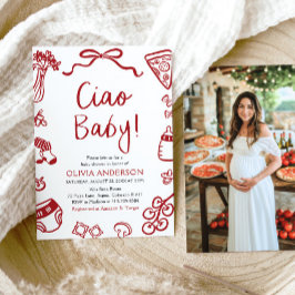 Convites Ciao Baby Whimsic Italiane Pizza Chá de fraldas