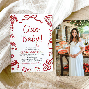 Convites Ciao Baby Whimsic Italiane Pizza Chá de fraldas