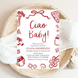 Convites Ciao Baby Whimsic Italiane Pizza Chá de fraldas