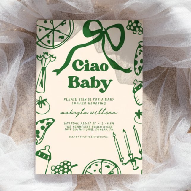 Convites Ciao Baby Whimsical Italian Pizza Baby Shower (Criador carregado)