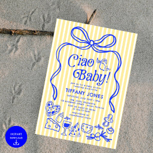 Convites Ciao Baby Whimssic Italiana Lemons Chá de fraldas