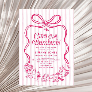 Convites Ciao Bambina Pink - Chá de fraldas italiano de lim