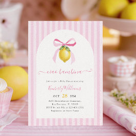 Convites Ciao Bambina Pink Lemon Baby Shower Invitation