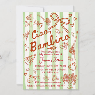 Convites Ciao Bambino Baby Shower Invitation