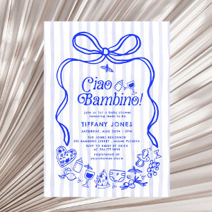 Convites Ciao Bambino Blue - Chá de fraldas italiano aos li