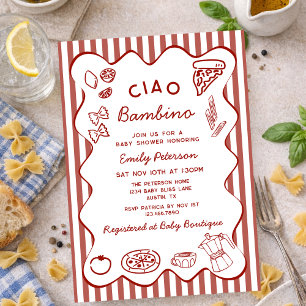 Convites Ciao Bambino Chá de Bebê com Tema Italiano Desenha