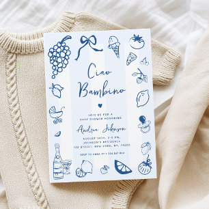 Convites Ciao Bambino Diversão Itália Chá de fraldas Desenh