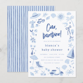 Convites Ciao Bambino Italian Blue Boy Baby Shower