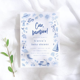 Convites Ciao Bambino Italian Blue Boy Baby Shower