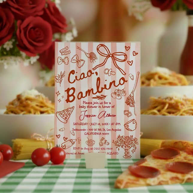 Convites Ciao Bambino Red Baby Shower (Criador carregado)
