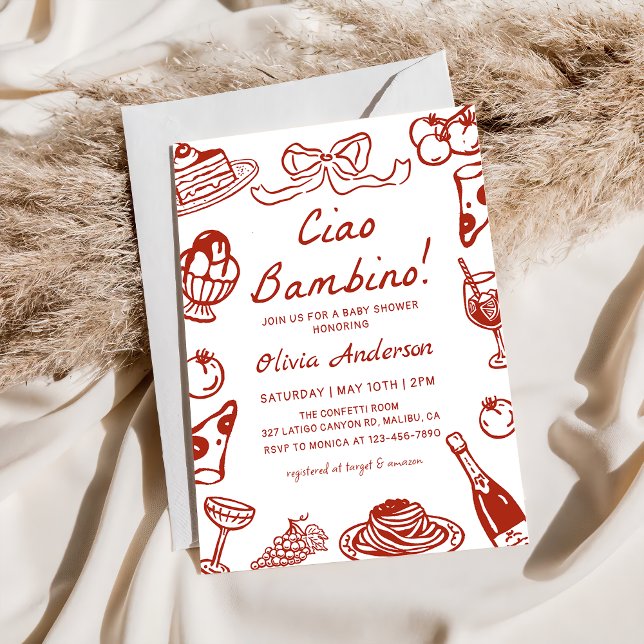 Convites Ciao Bambino Whimsical Italian Pizza Baby Shower (Criador carregado)
