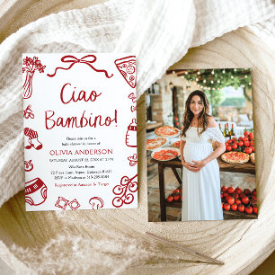 Convites Ciao Bambino Whimsical Italiana Pizza Chá de frald