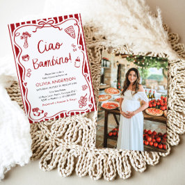 Convites Ciao Bambino Whimsical Italiana Pizza Chá de frald