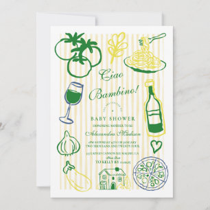 Convites Ciao Bambino Yellow Strike Chá de fraldas