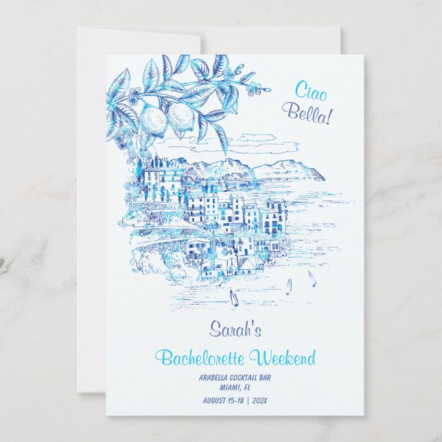 Convites Ciao Bella Bachelorette Itinerary Modelo (Frente)