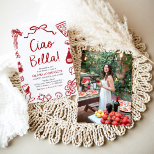 Convites Ciao Bella Chá de panela de Pizza Italiana Desenha