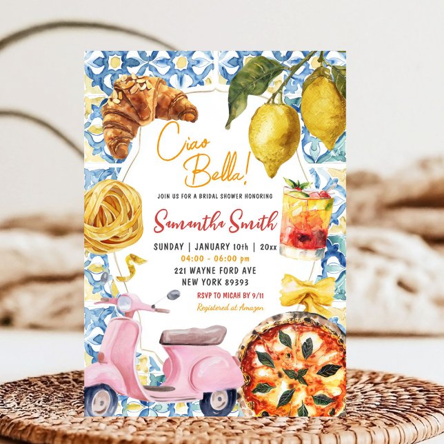 Convites Ciao Bella — Chá de panela do Tema Jante Italiano (Criador carregado)