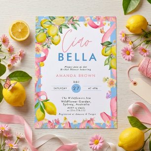 Convites Ciao Bella Lemon Verão Chuveiro de Noiva Italiano