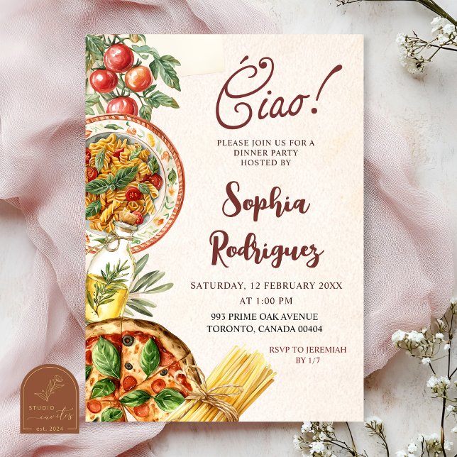 Convites Ciao Italian Dinner Party Invitation (Criador carregado)