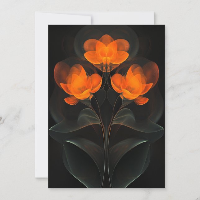 Convites Ciberflora Luminosa Laranja Flores Cibernéticas Pr (Frente)