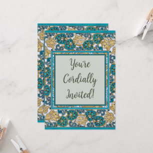 Convites ciclamen azul arte nova flor botânica