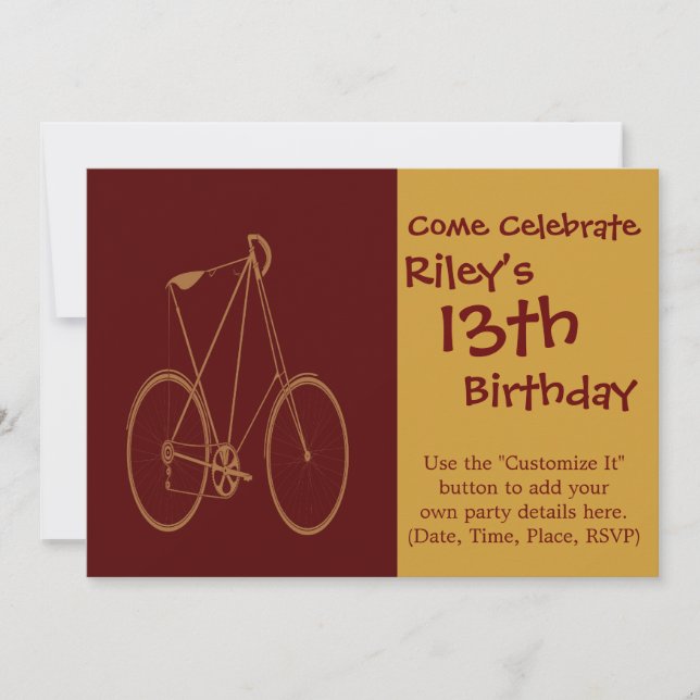 Convites Ciclo Antiquado De Bicicleta Vermelha De Bicicleta (Frente)