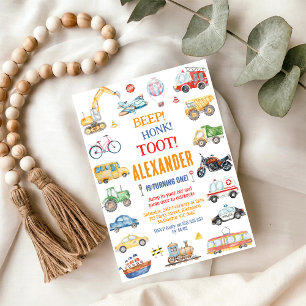 Convites Cidade de Transporte Carros e Caminhão Aniversário