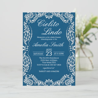 Convites Cielito lindo azul empoeirado baby shower mexicano
