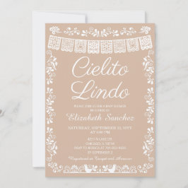 Convites Cielito Lindo Bege Papel Picado Chá de Bebê
