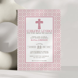 Convites Cielito Lindo Cruz Floral Religiosa Rosa