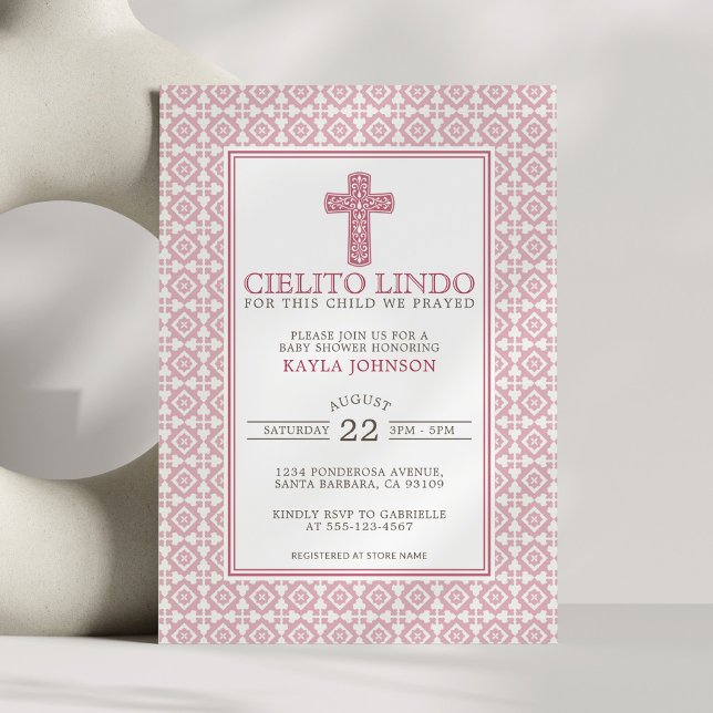 Convites Cielito Lindo Cruz Floral Religiosa Rosa (Criador carregado)