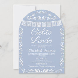Convites Cielito Lindo Dusty Blue Papel Picado Baby Shower