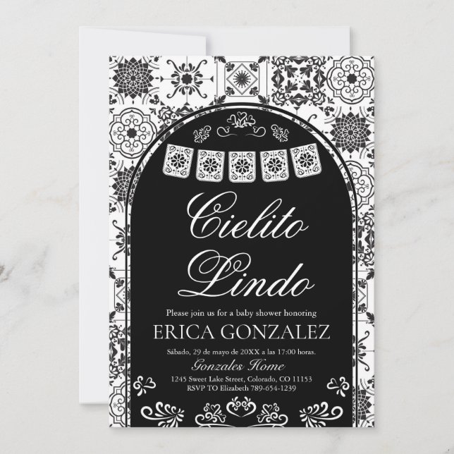 Convites Cielito Lindo Papel Picado Menino Chá de Bebê (Frente)