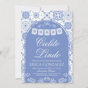 Convites Cielito Lindo Papel Picado Menino Chá de Bebê Azul
