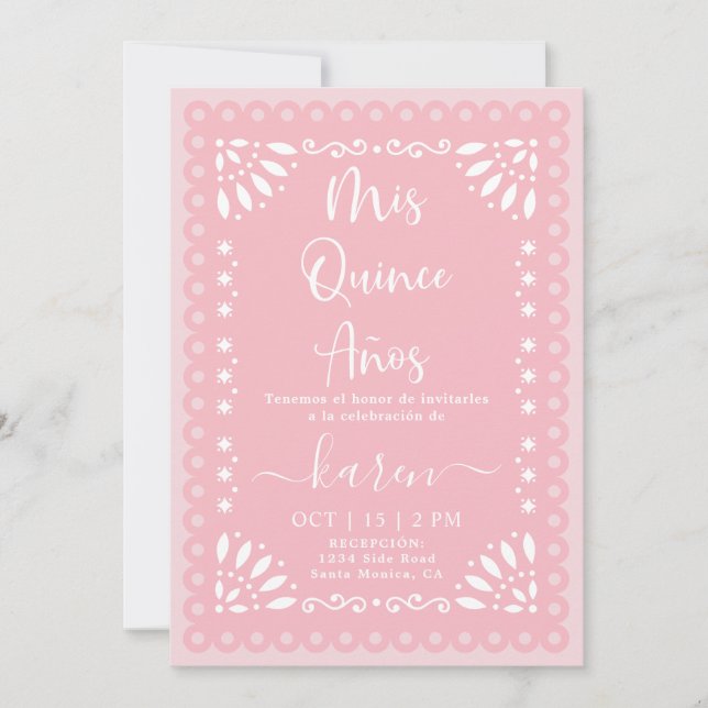 Convites Cielito Lindo Papel Picado Quinceanera (Frente)