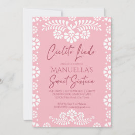 Convites Cielito lindo pink Mexican sweet 16 birthday party