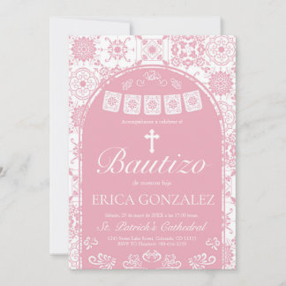 Convites Cielito Lindo Rosa Corado Bautizo Talavera