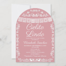 Convites Cielito Lindo Rosa Corado Papel Picado Baby Shower