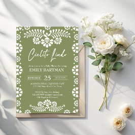 Convites Cielito lindo sábio verde chá de fraldas mexicano